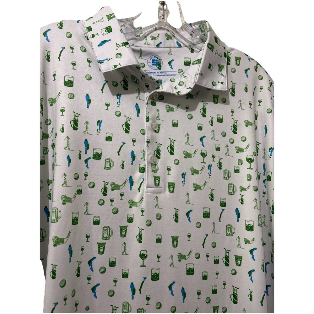 Coby Stevens Mens Golf Shirt Performance Polo Size XXL UPF50 All Over Print